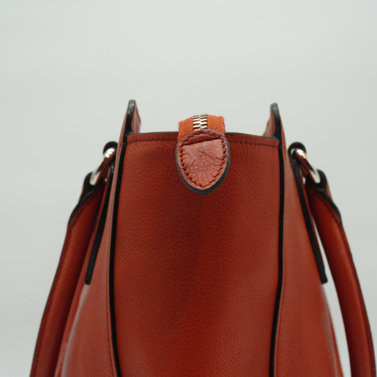 Prada Vitello Daino Open Convertible Tote Orange Medium SHW