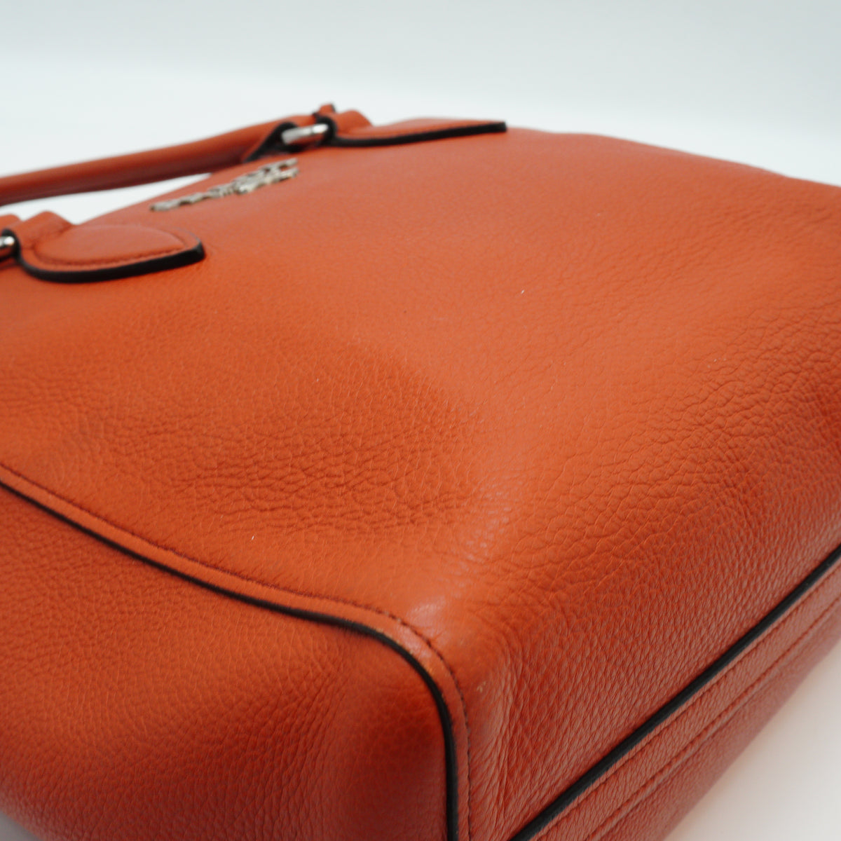 Prada Vitello Daino Open Convertible Tote Orange Medium SHW