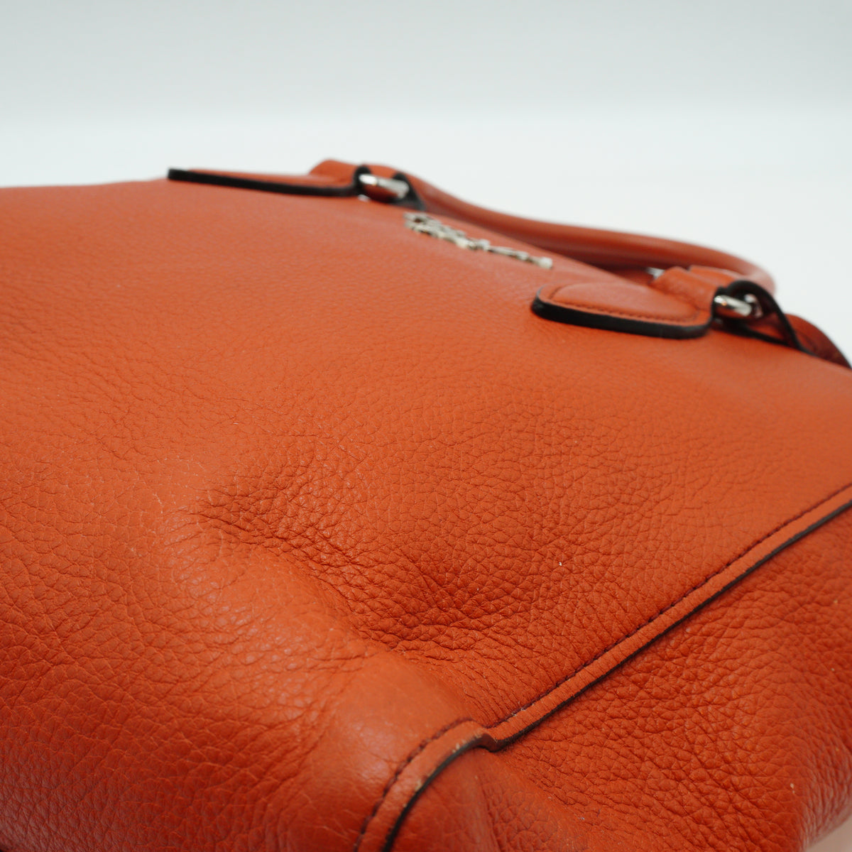 Prada Vitello Daino Open Convertible Tote Orange Medium SHW