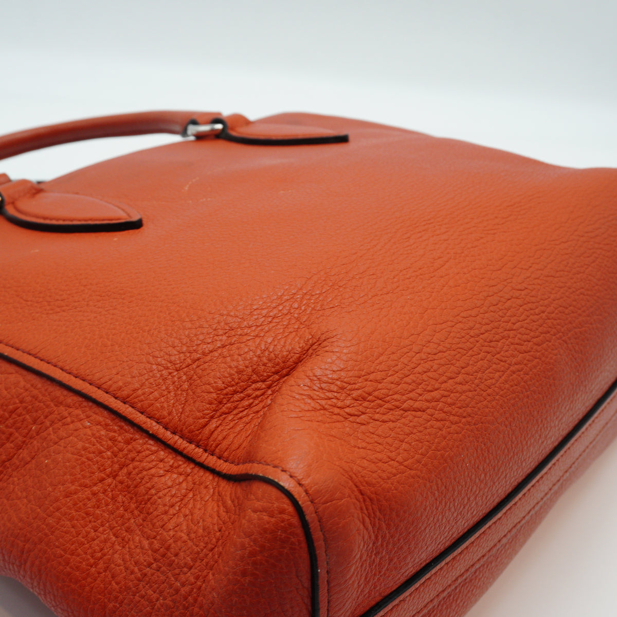 Prada Vitello Daino Open Convertible Tote Orange Medium SHW