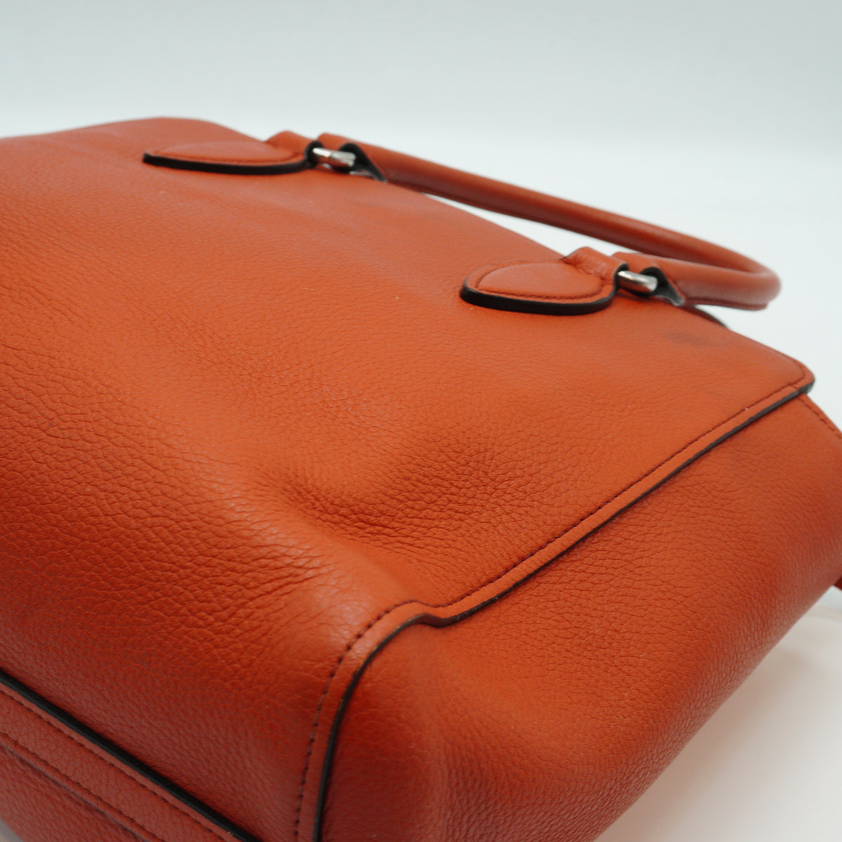 Prada Vitello Daino Open Convertible Tote Orange Medium SHW