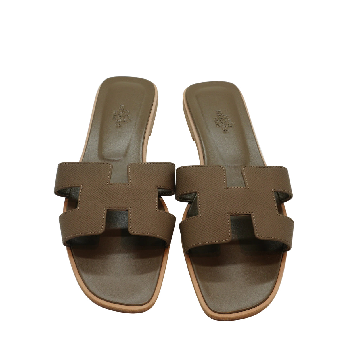 Hermes Oran Sandals 38 1/2 Etoupe