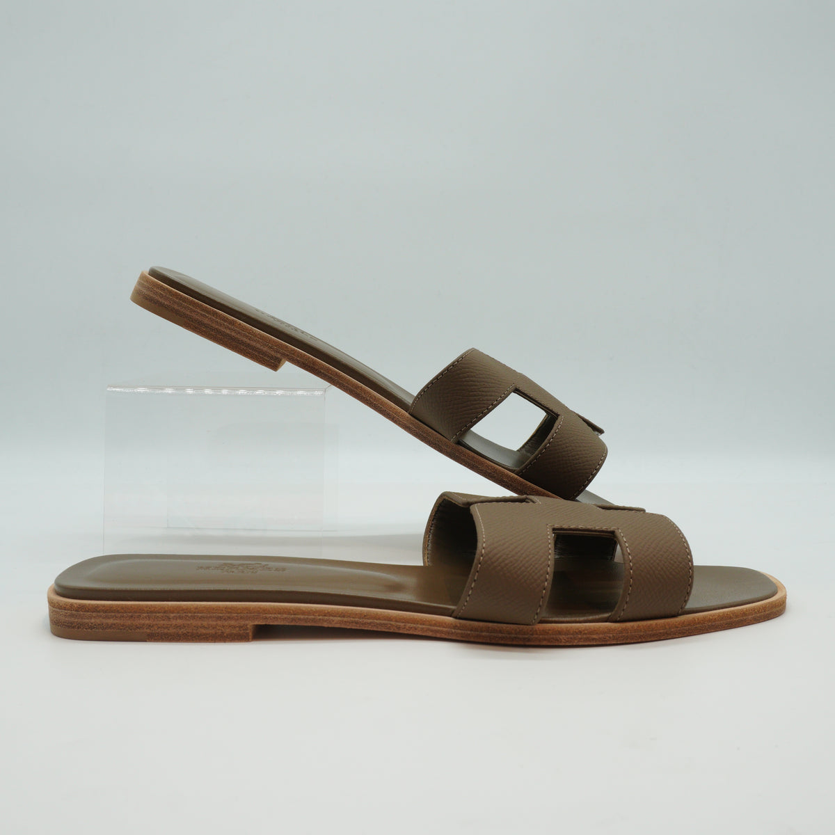 Hermes Oran Sandals 38 1/2 Etoupe