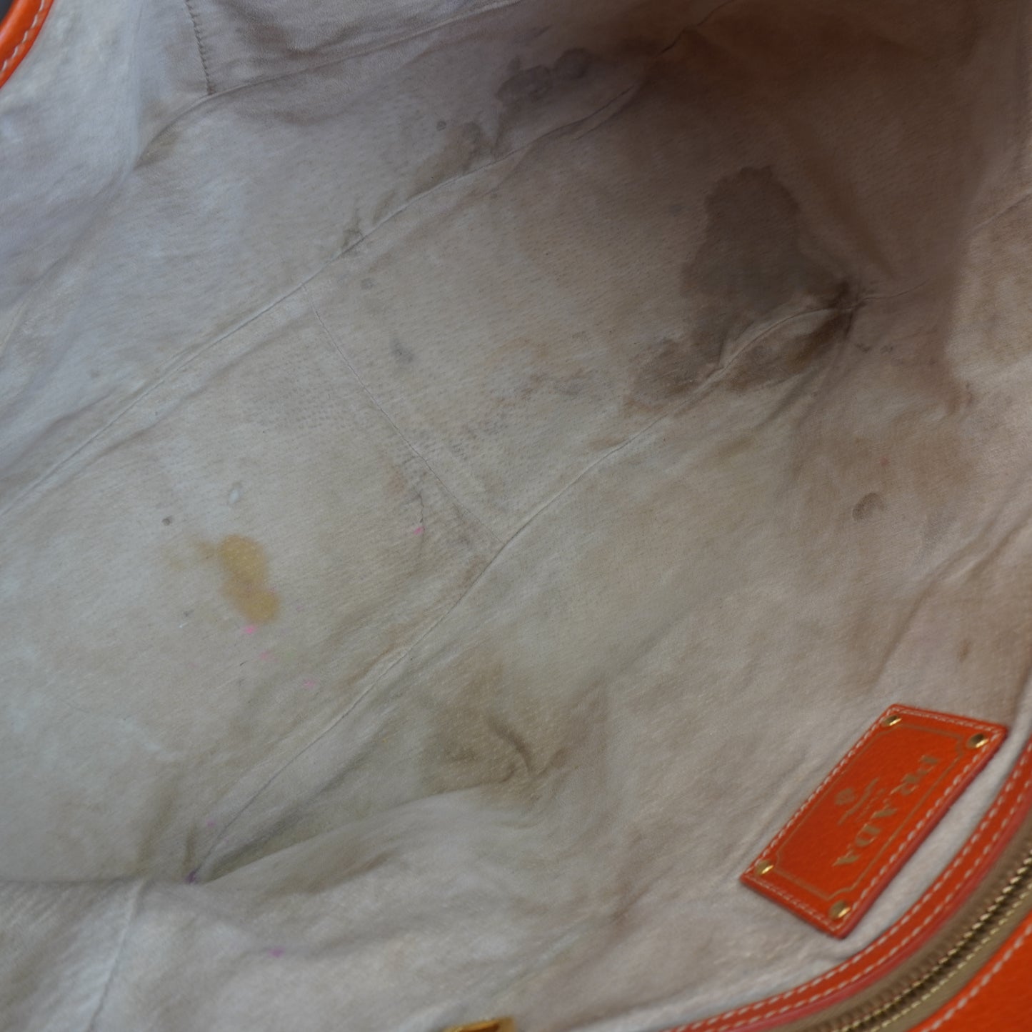 Prada Canapa Tote Orange/Beige