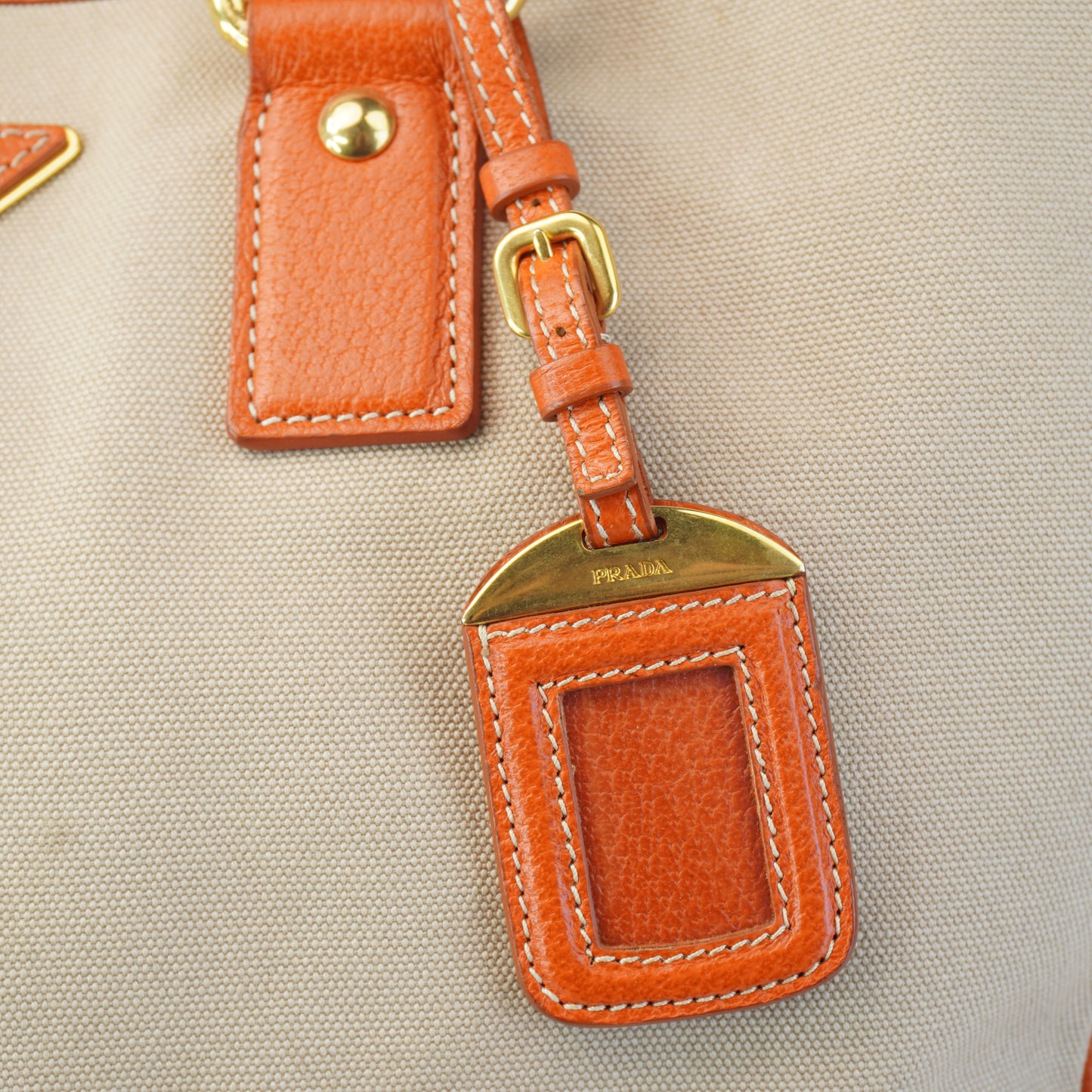 Prada Canapa Tote Orange/Beige