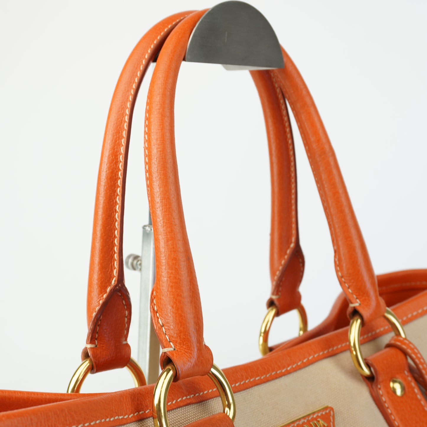 Prada Canapa Tote Orange/Beige