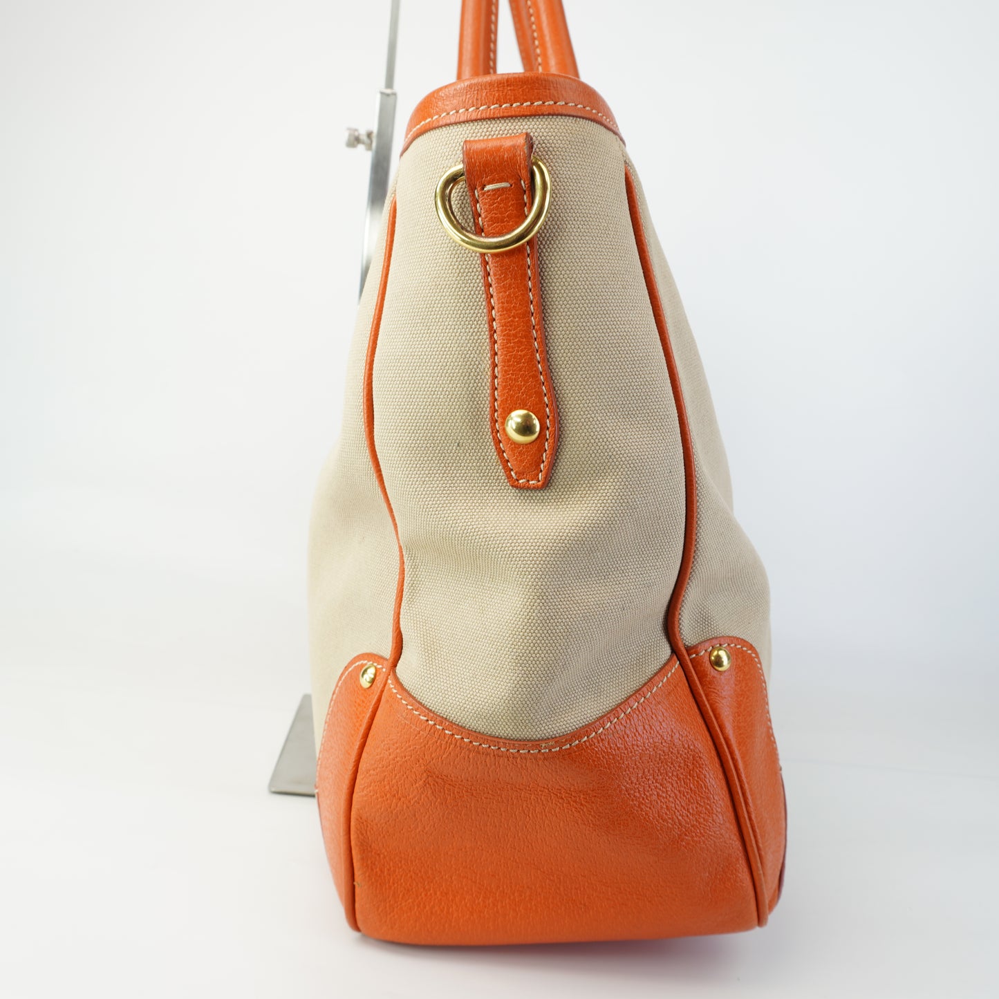Prada Canapa Tote Orange/Beige