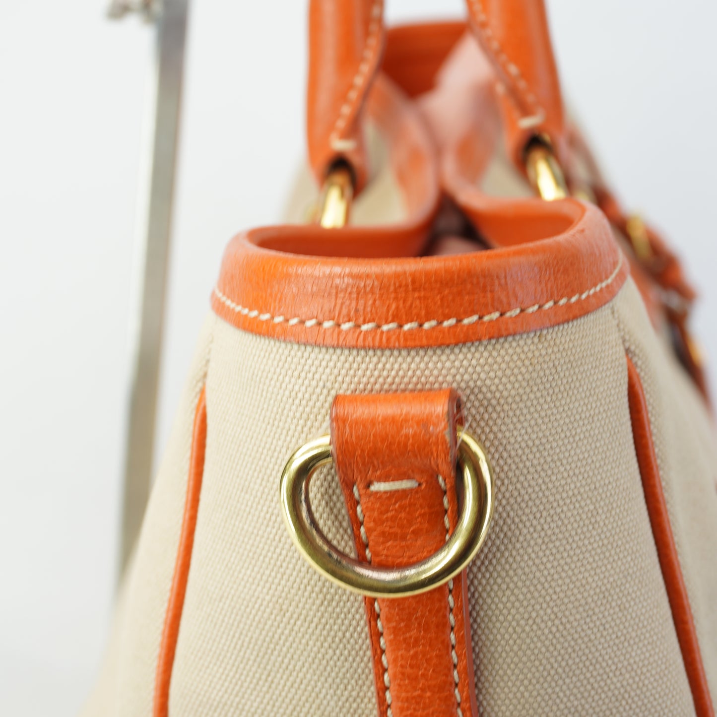Prada Canapa Tote Orange/Beige