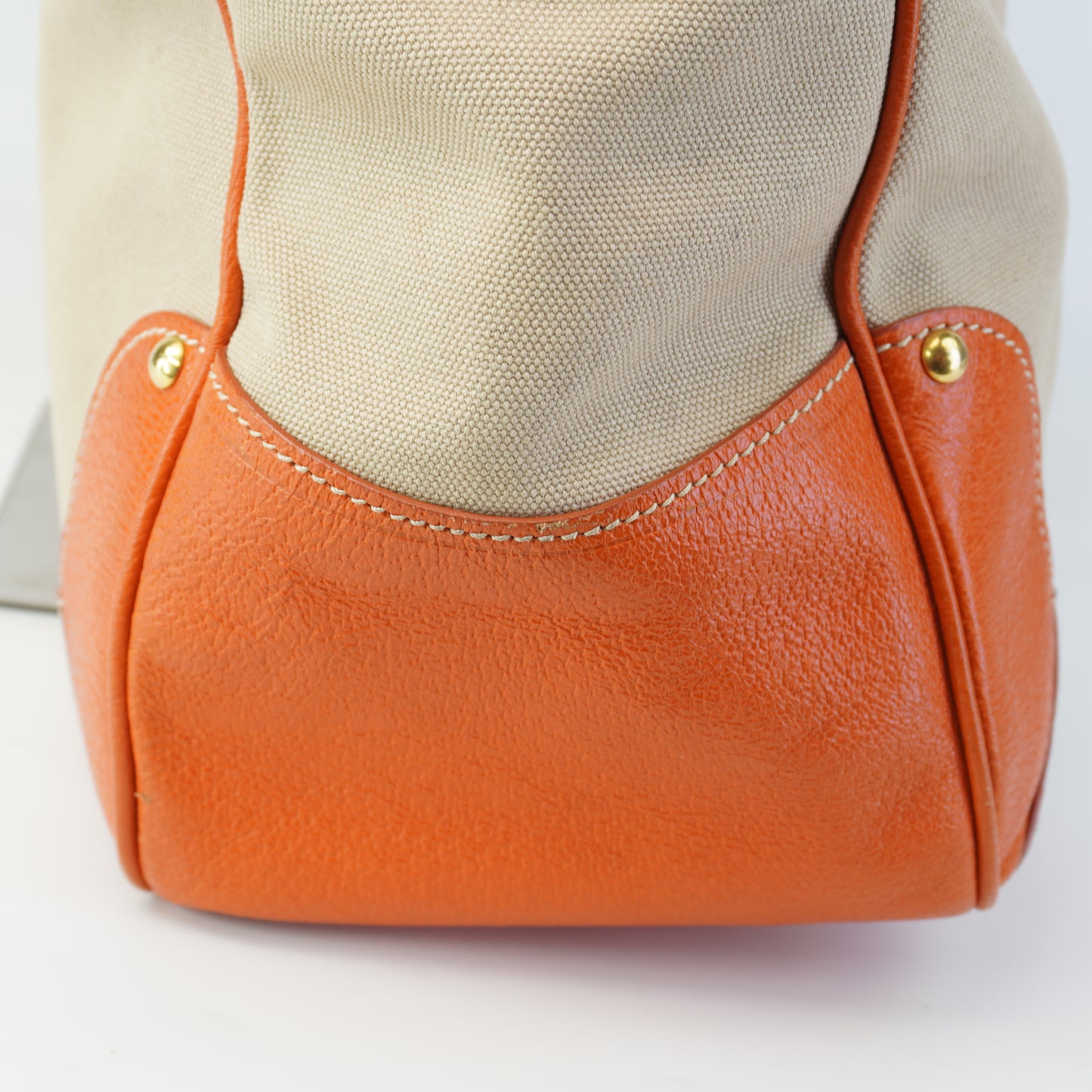 Prada Canapa Tote Orange/Beige