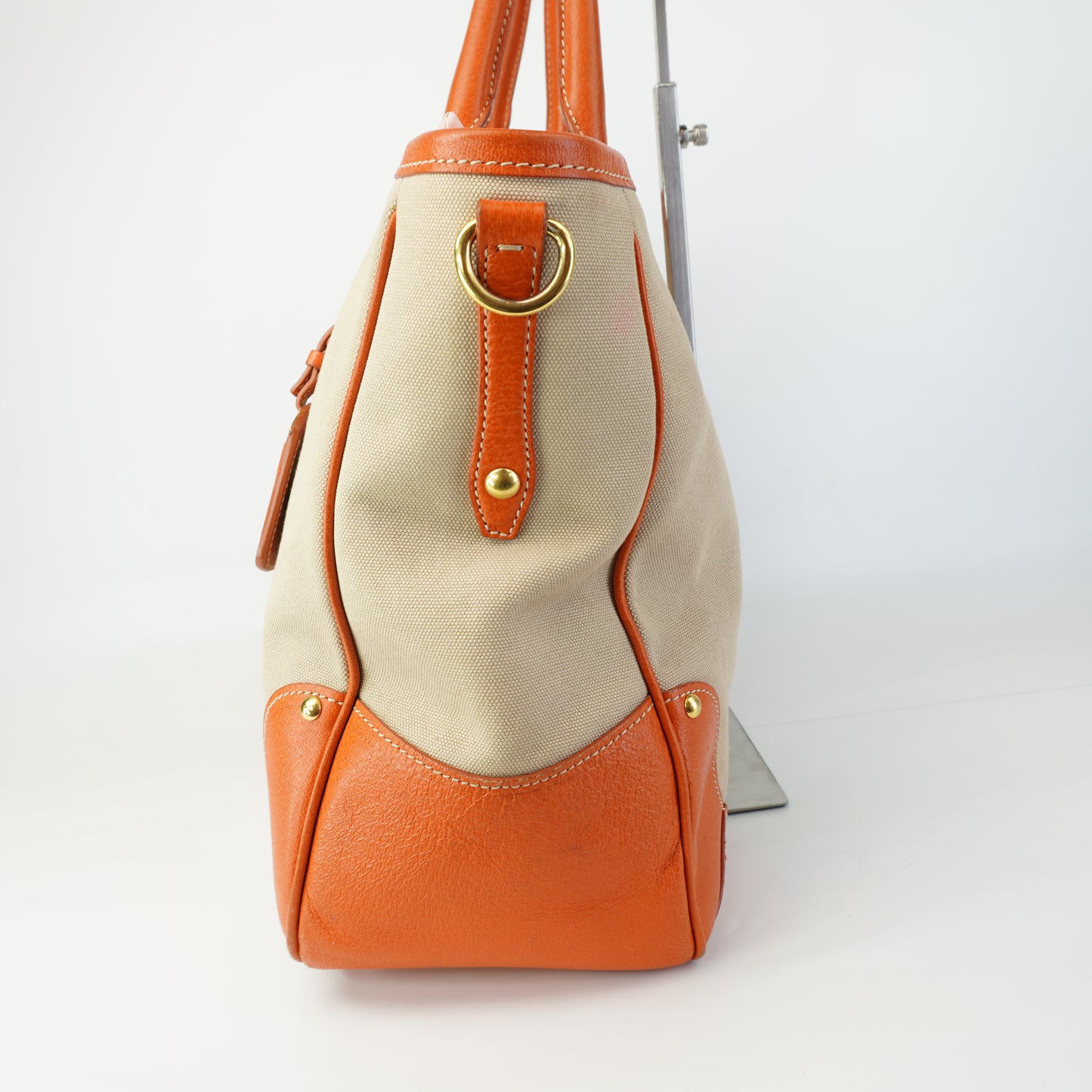 Prada Canapa Tote Orange/Beige
