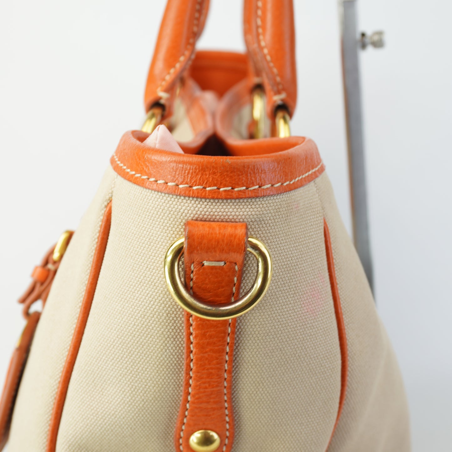 Prada Canapa Tote Orange/Beige