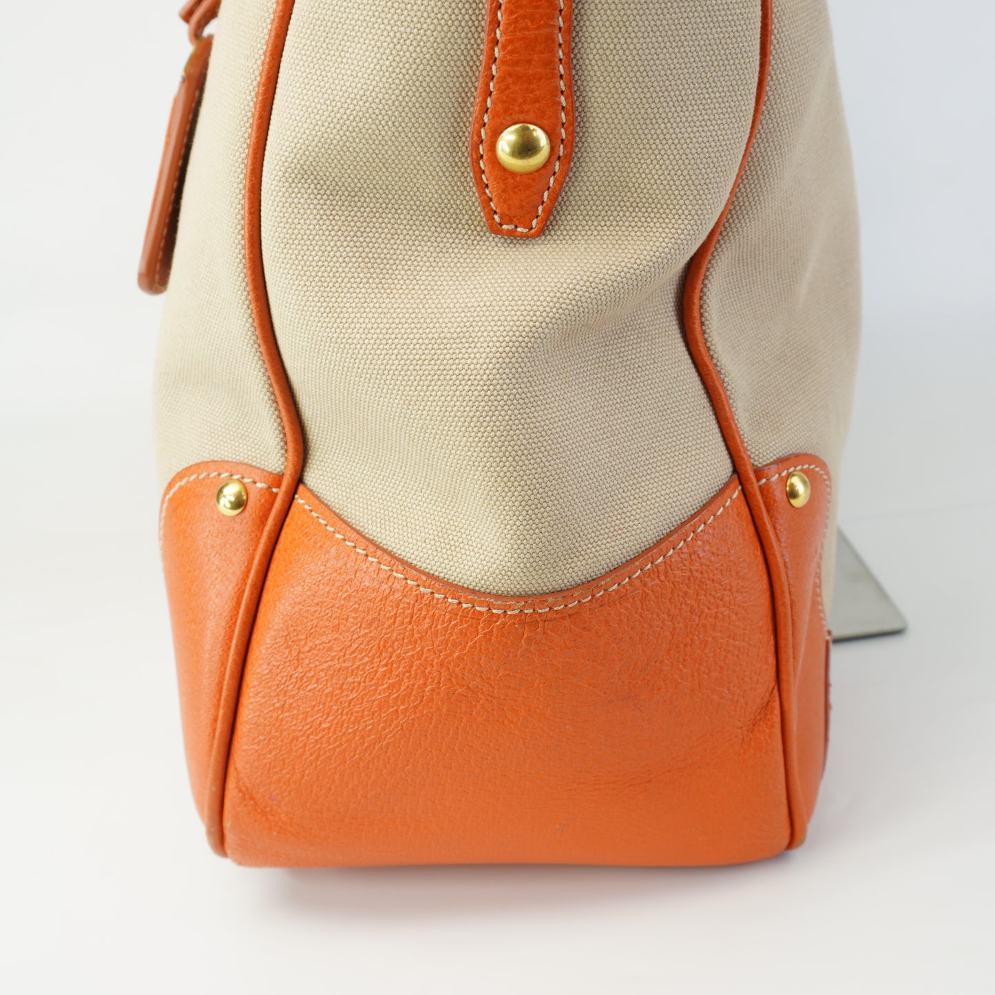 Prada Canapa Tote Orange/Beige