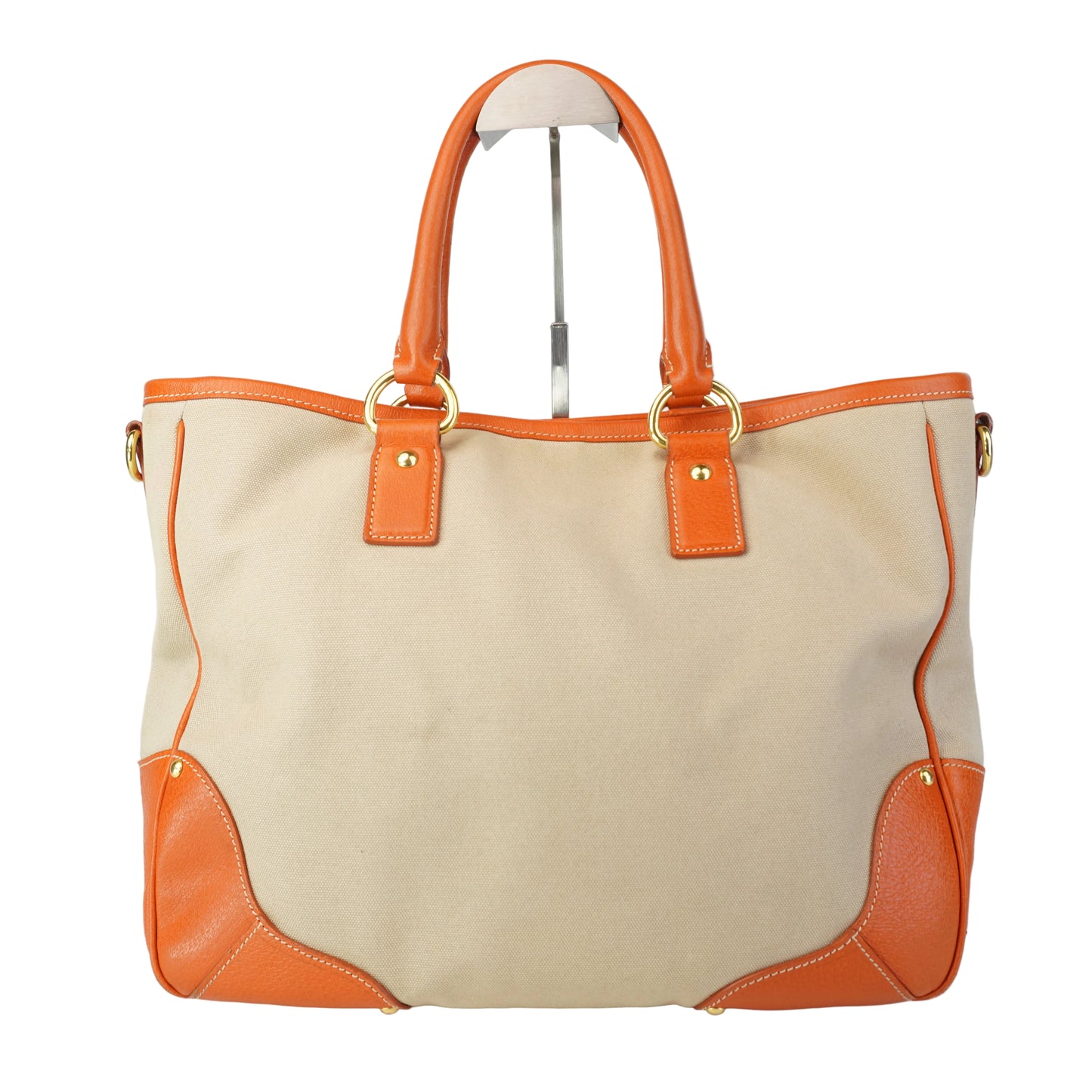 Prada Canapa Tote Orange/Beige