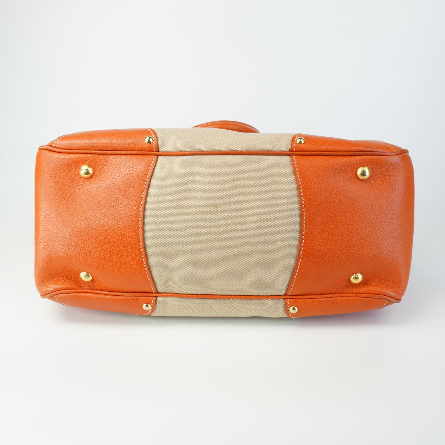 Prada Canapa Tote Orange/Beige