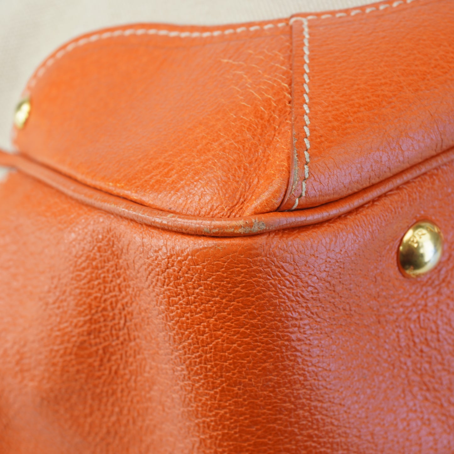 Prada Canapa Tote Orange/Beige