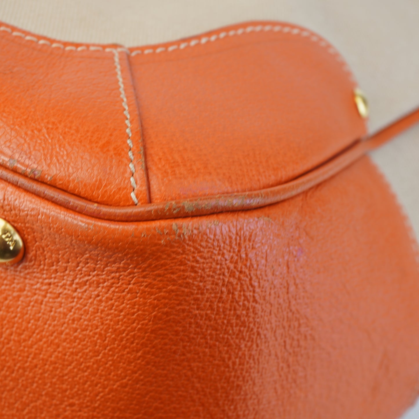 Prada Canapa Tote Orange/Beige