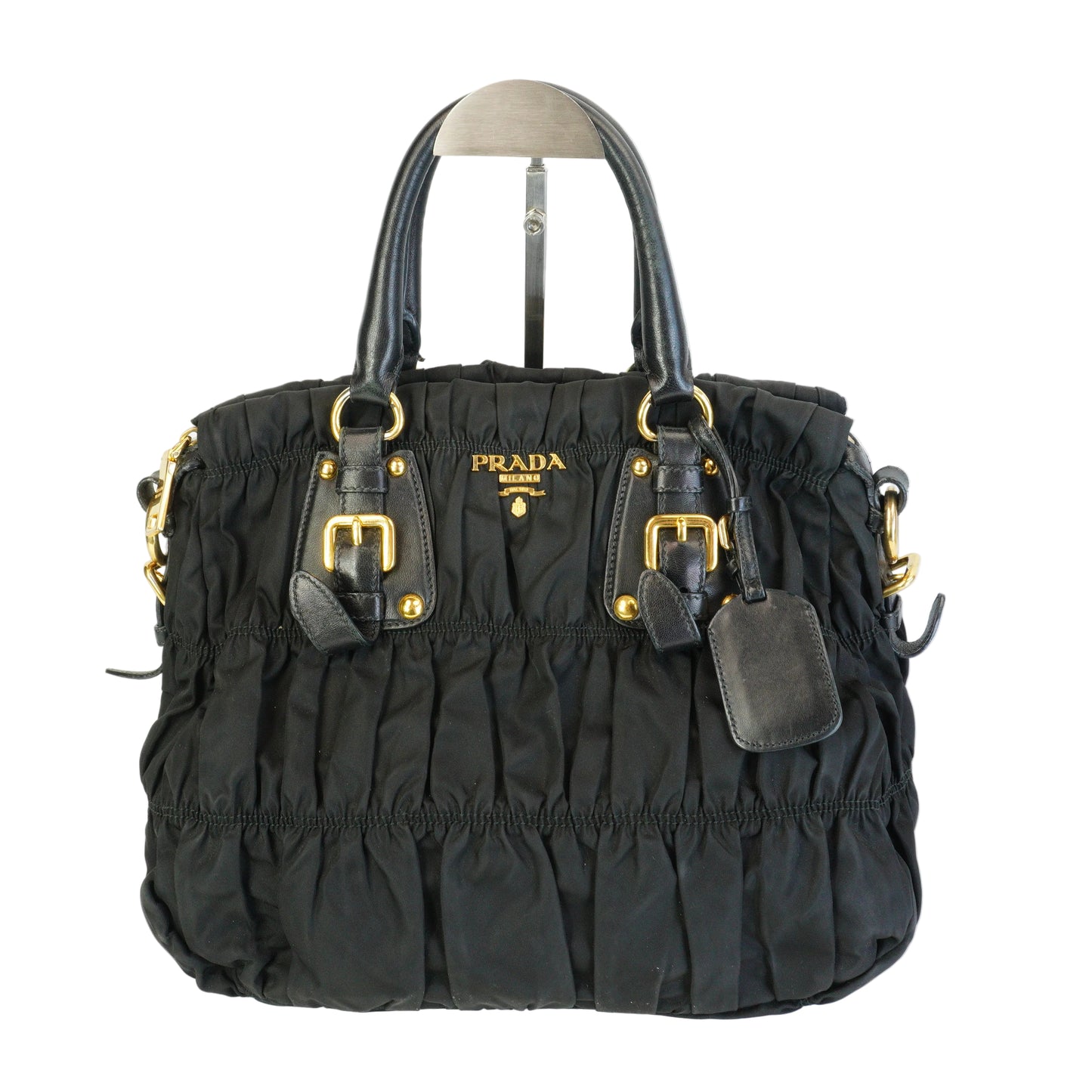 Prada Tessuto Graufre Nylon Satchel Large Black GHW