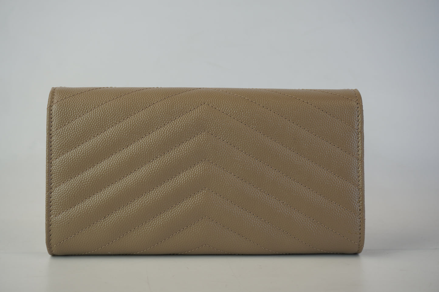 YSL	Flap Wallet Beige Large GHW