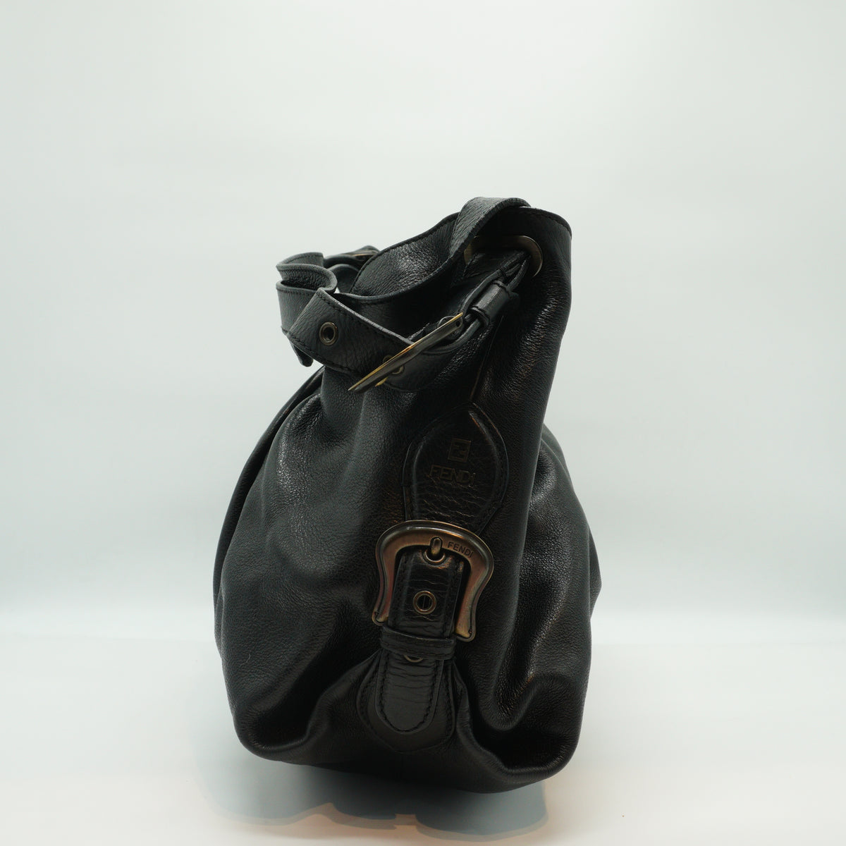 Fendi B Doctor Hobo Shoulder Bag Black MHW Medium