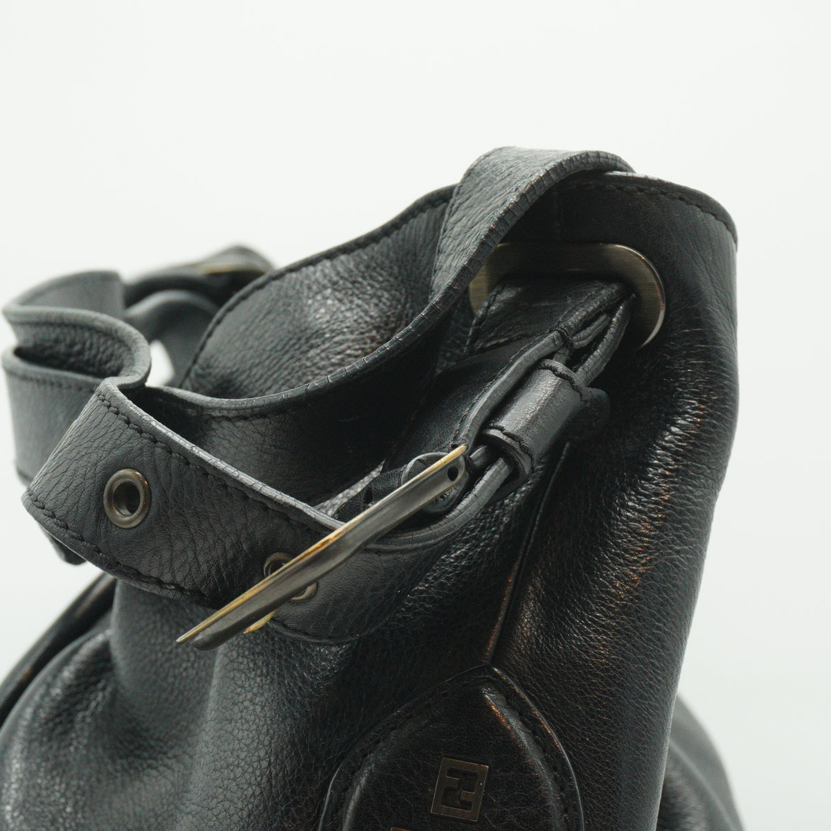 Fendi B Doctor Hobo Shoulder Bag Black MHW Medium