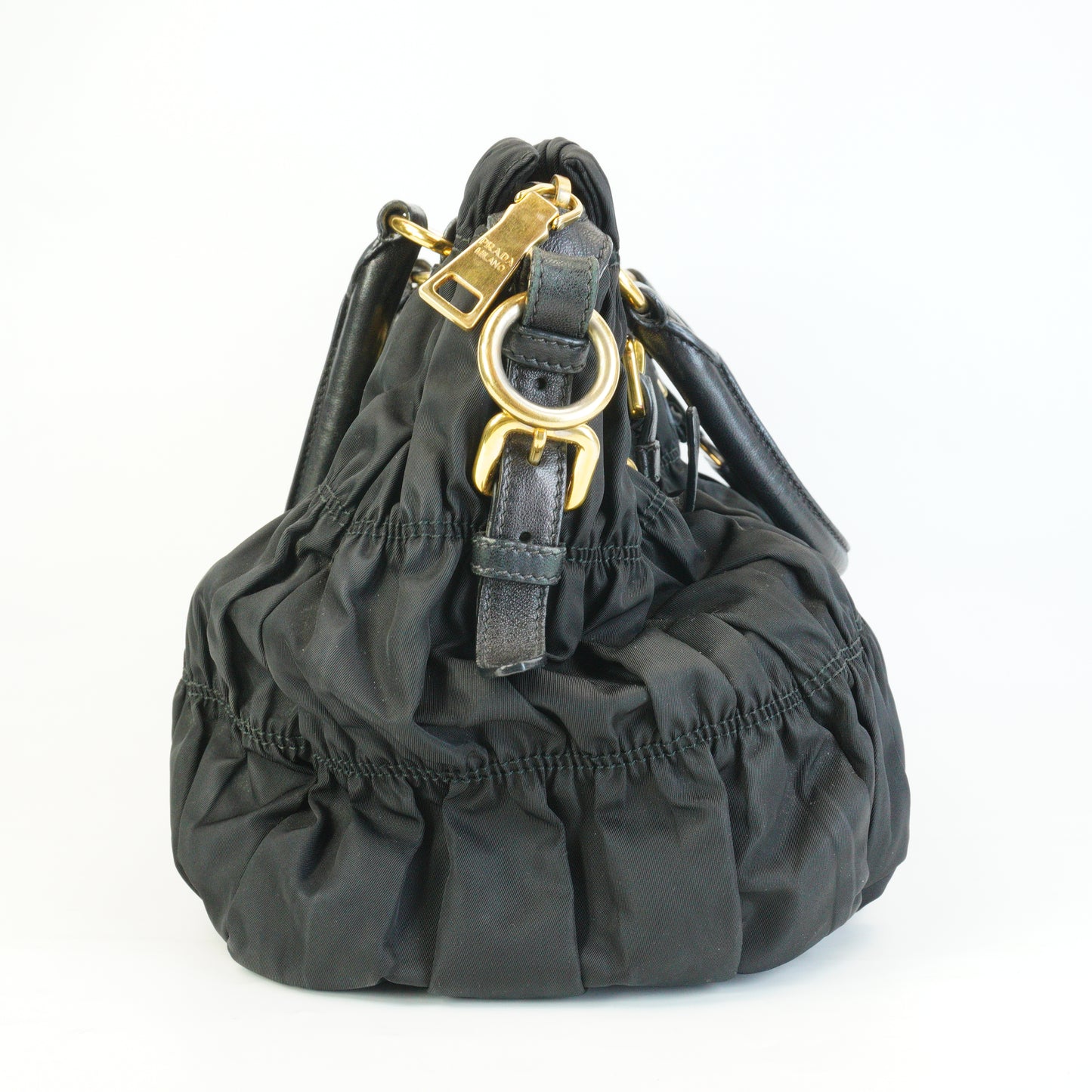 Prada Tessuto Graufre Nylon Satchel Large Black GHW