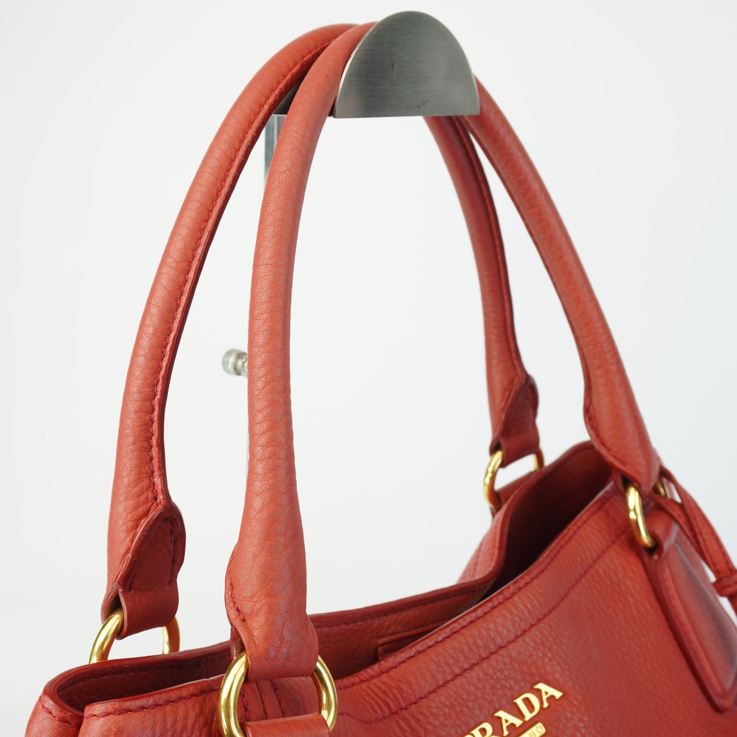 Prada Vitello Daino Hobo Red