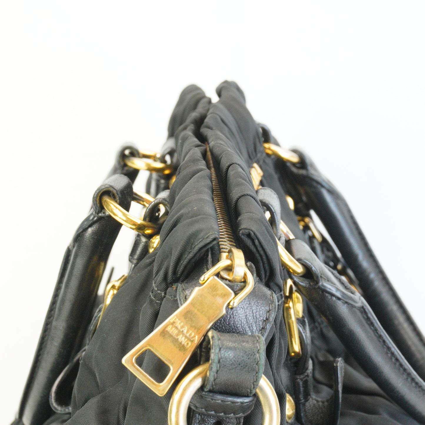 Prada Tessuto Graufre Nylon Satchel Large Black GHW