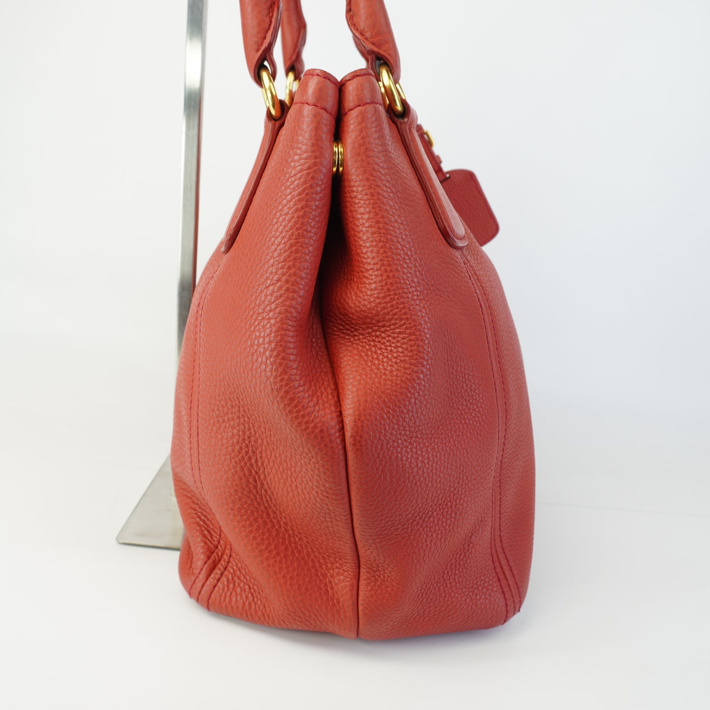 Prada Vitello Daino Hobo Red