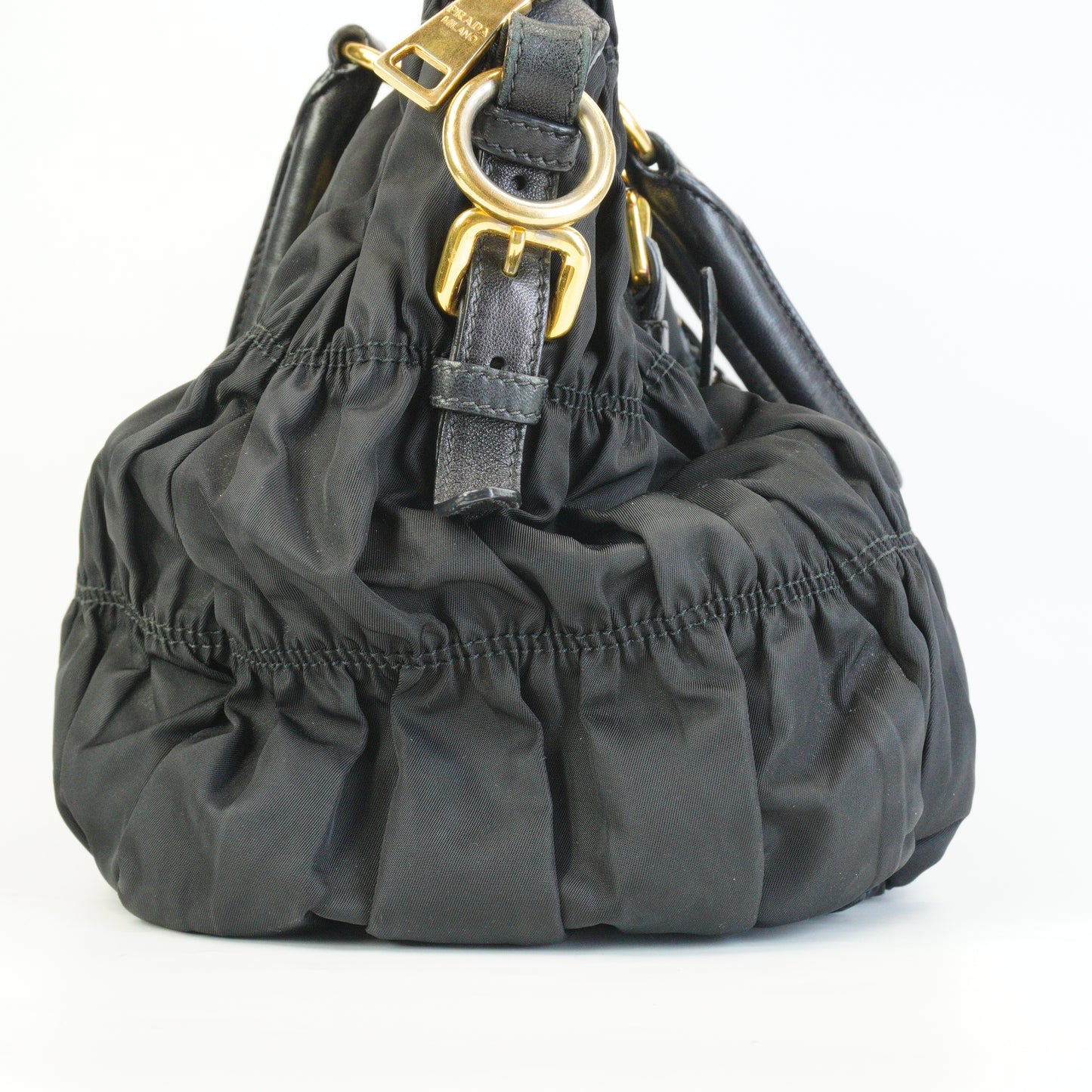Prada Tessuto Graufre Nylon Satchel Large Black GHW