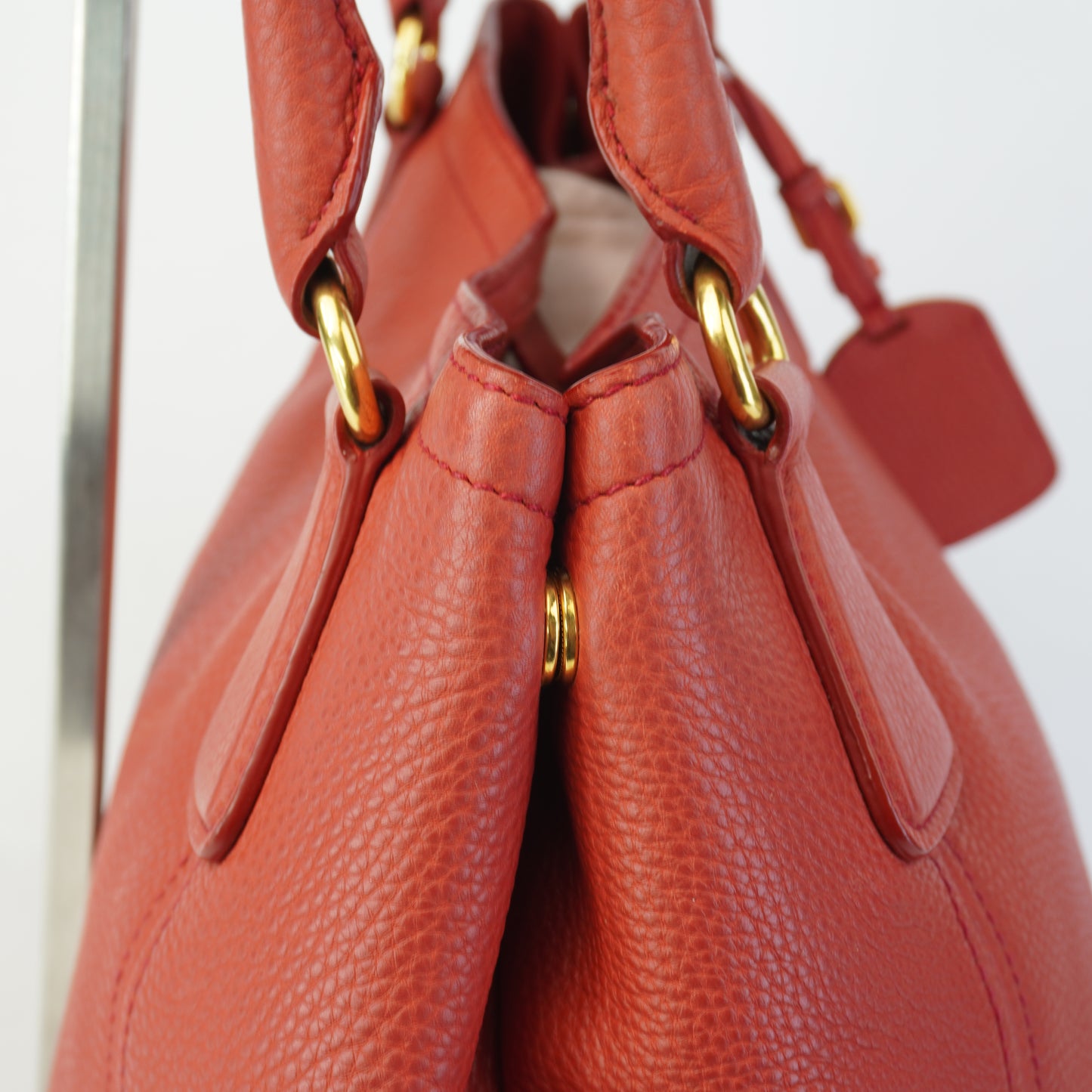 Prada Vitello Daino Hobo Red