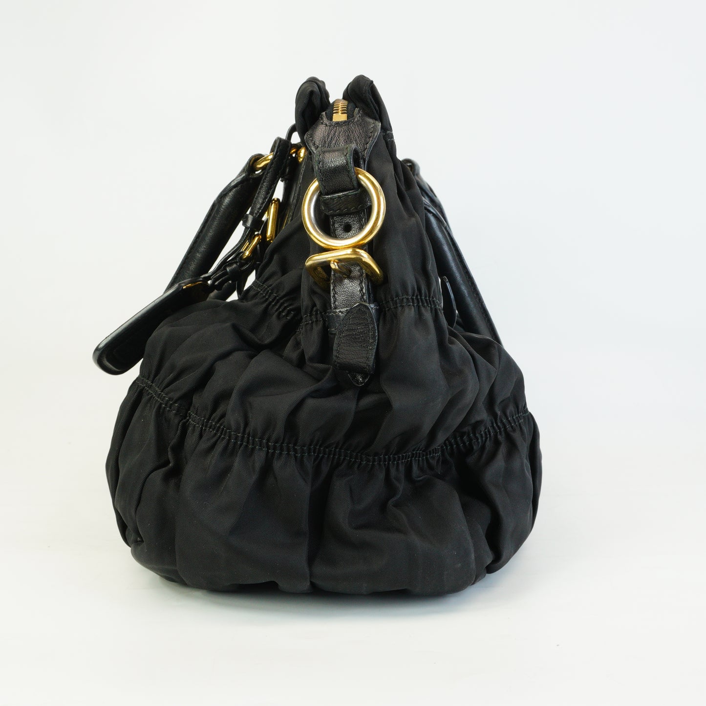 Prada Tessuto Graufre Nylon Satchel Large Black GHW