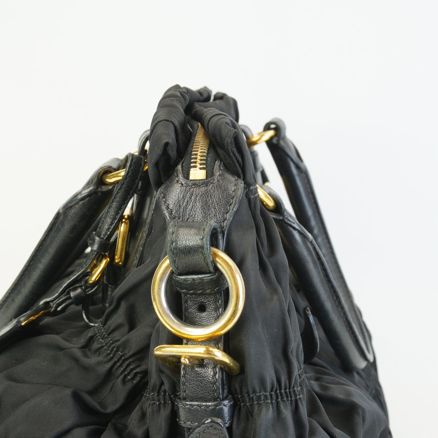 Prada Tessuto Graufre Nylon Satchel Large Black GHW