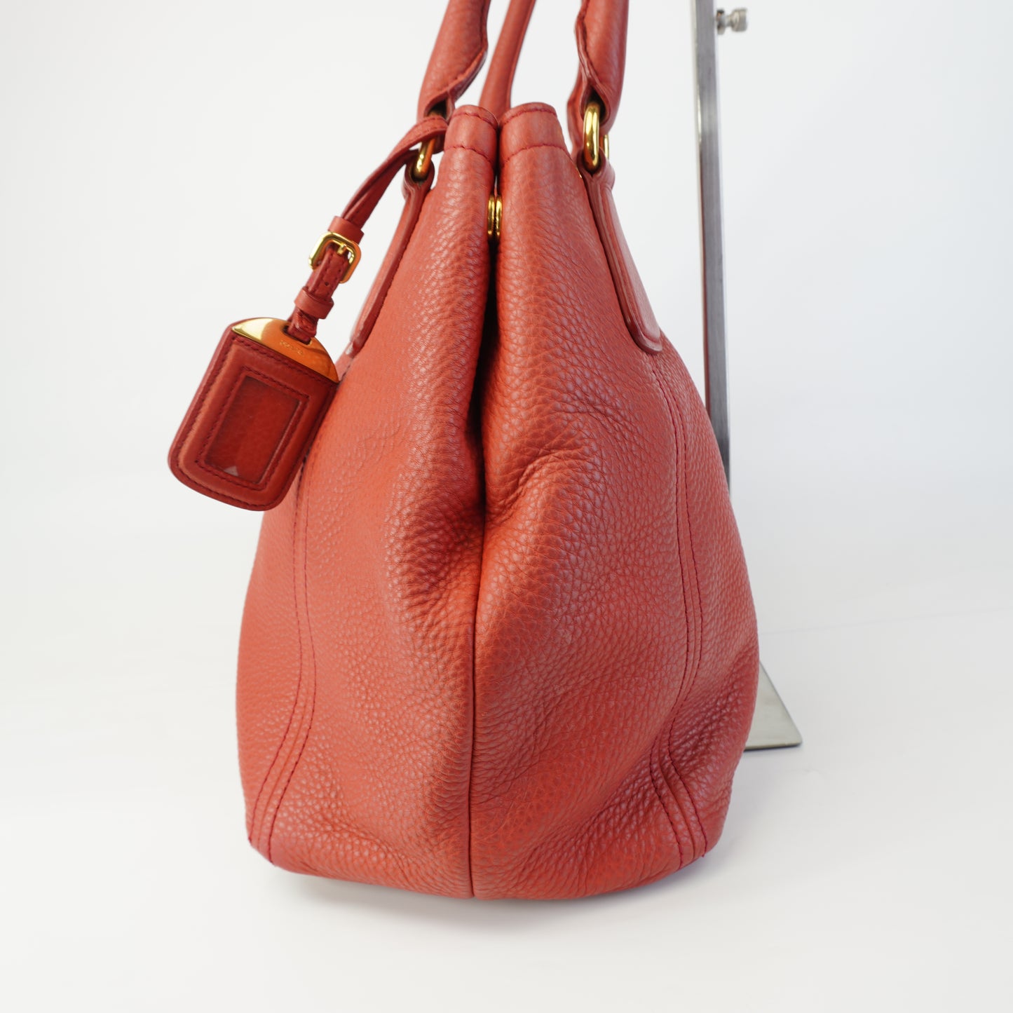 Prada Vitello Daino Hobo Red