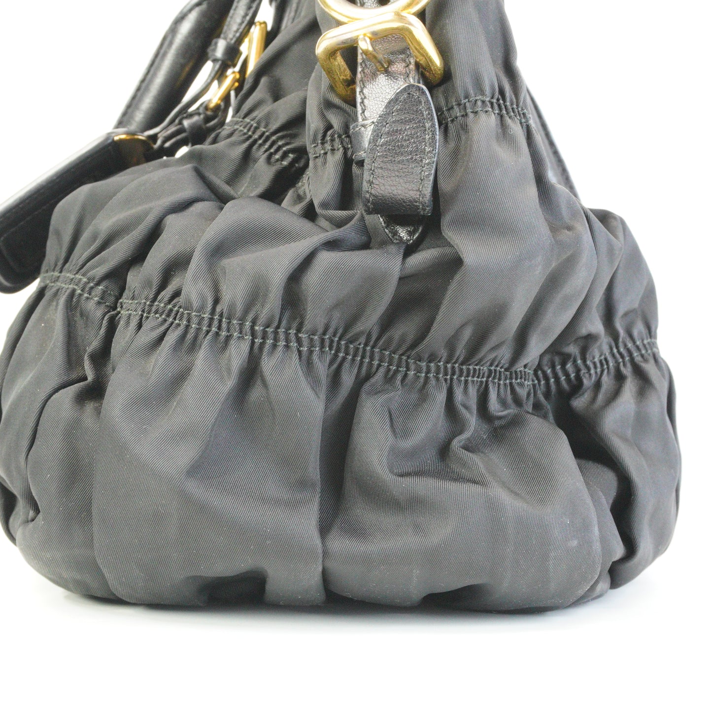 Prada Tessuto Graufre Nylon Satchel Large Black GHW