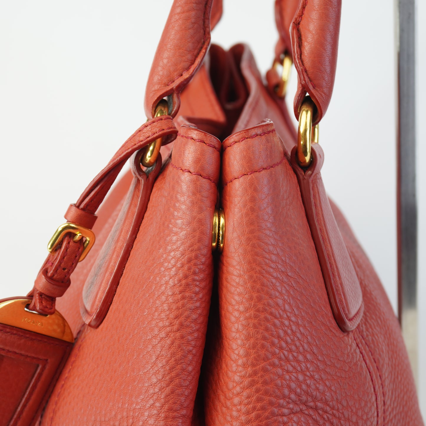 Prada Vitello Daino Hobo Red