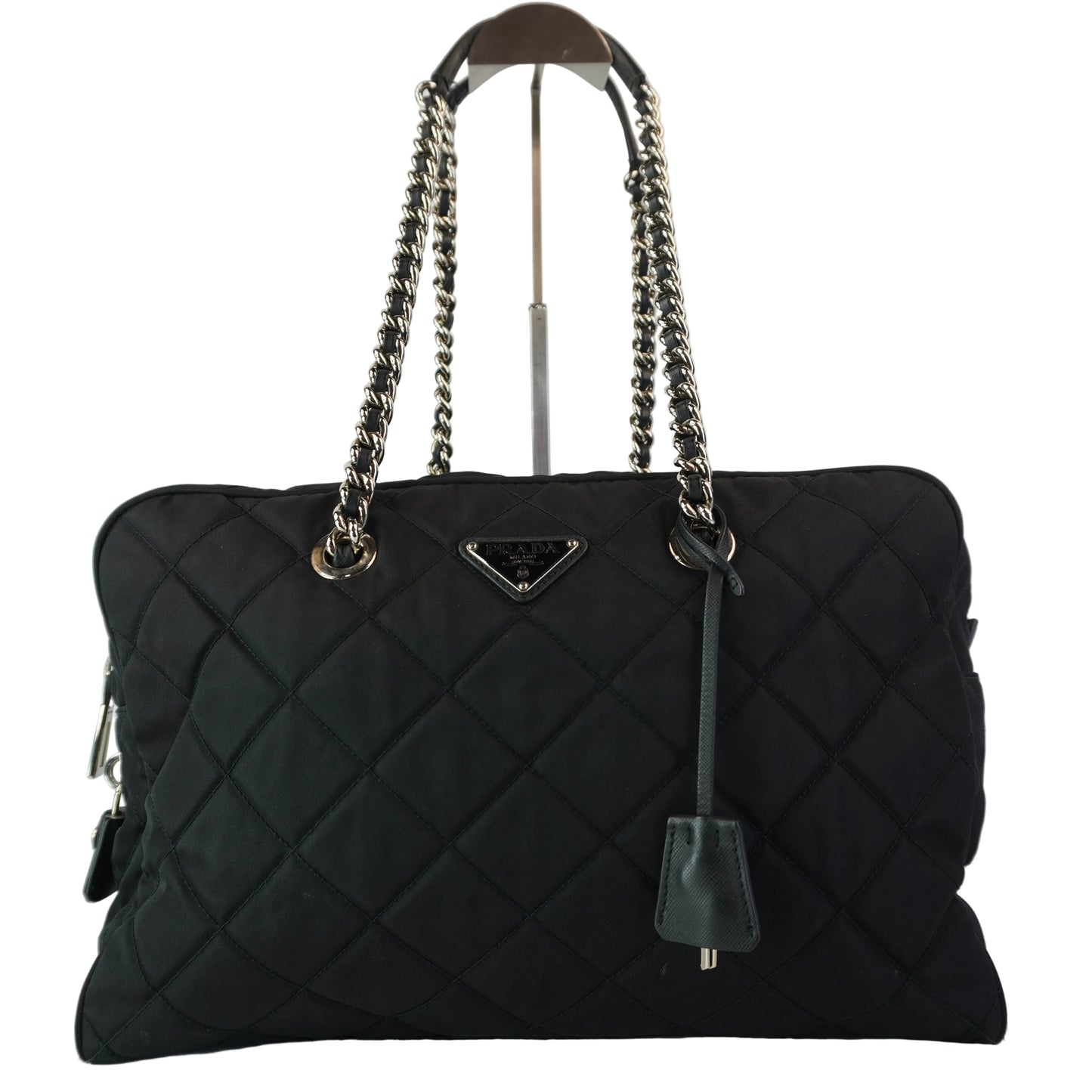 Prada QUIRLTED TESSUTO NYLON CHAIN TOTE