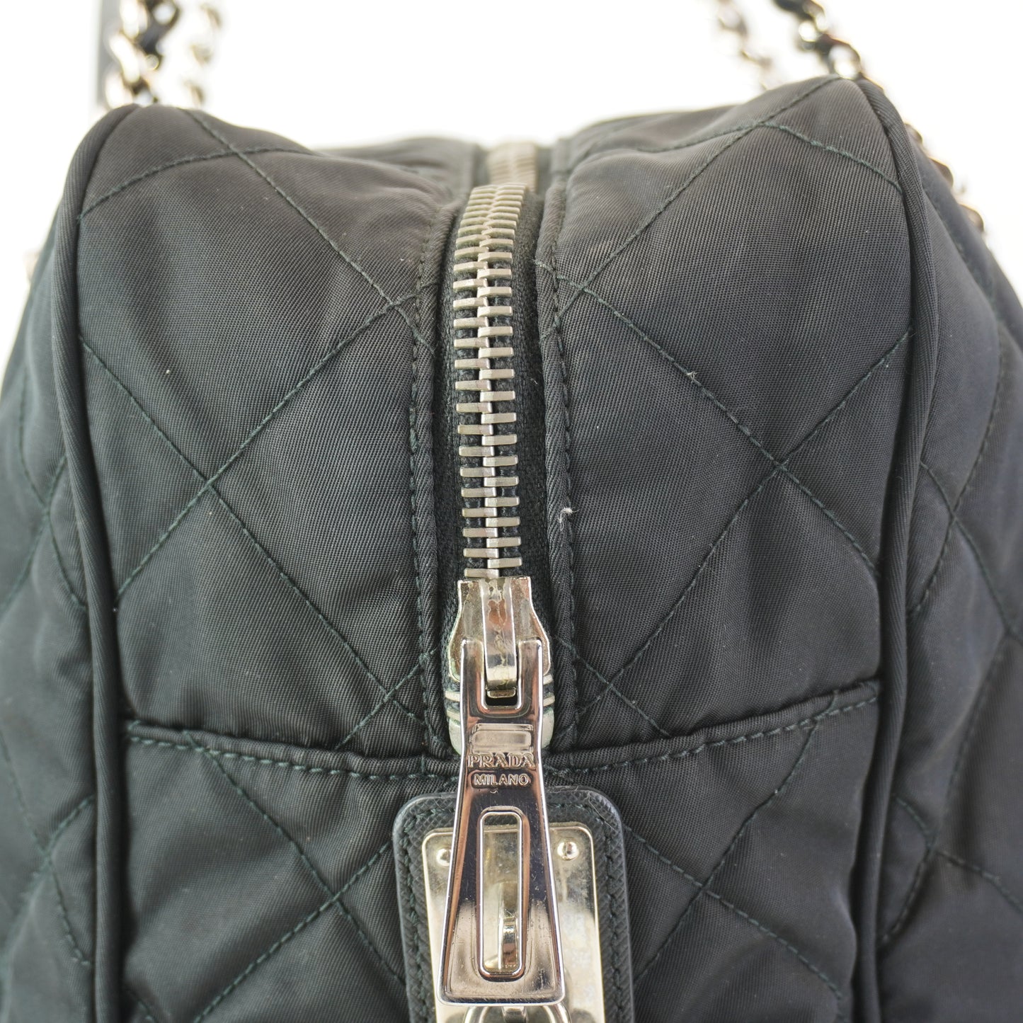 Prada QUIRLTED TESSUTO NYLON CHAIN TOTE