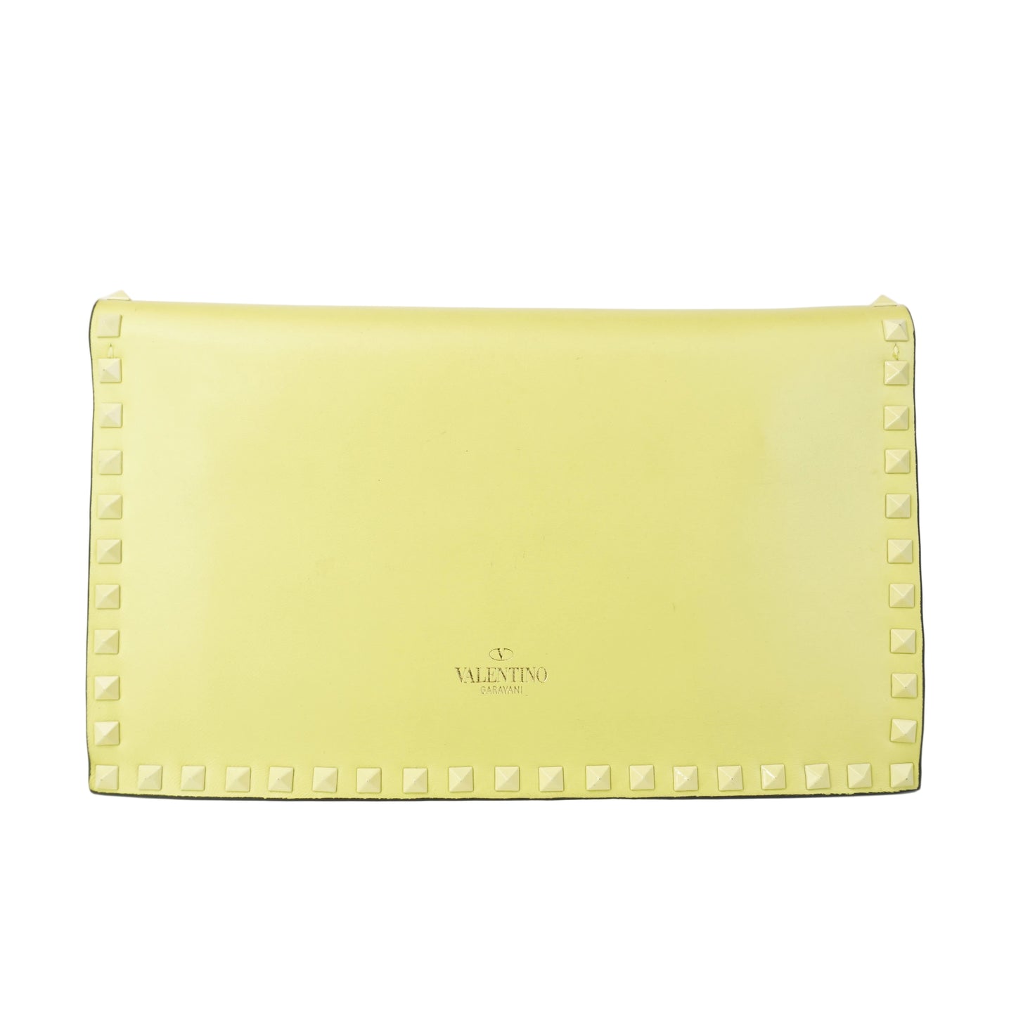 Valentino Rockstud Clutch Yellow
