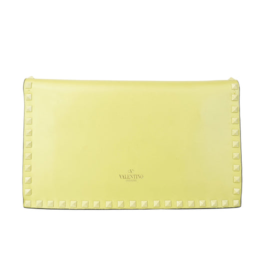 Valentino Rockstud Clutch Yellow