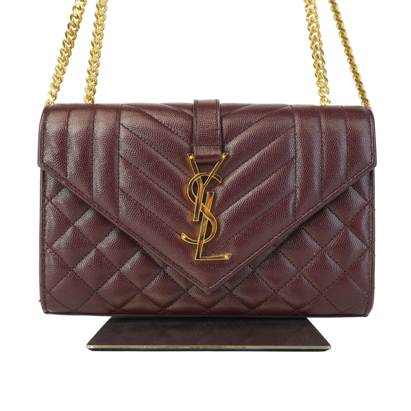 YSL Envelope Bag Burgundy