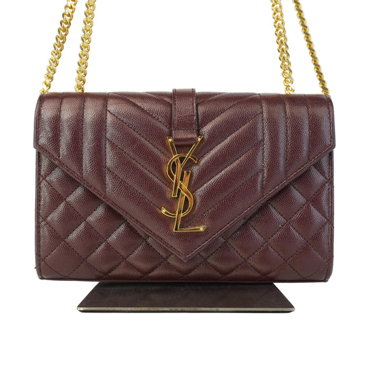YSL Envelope Bag Burgundy