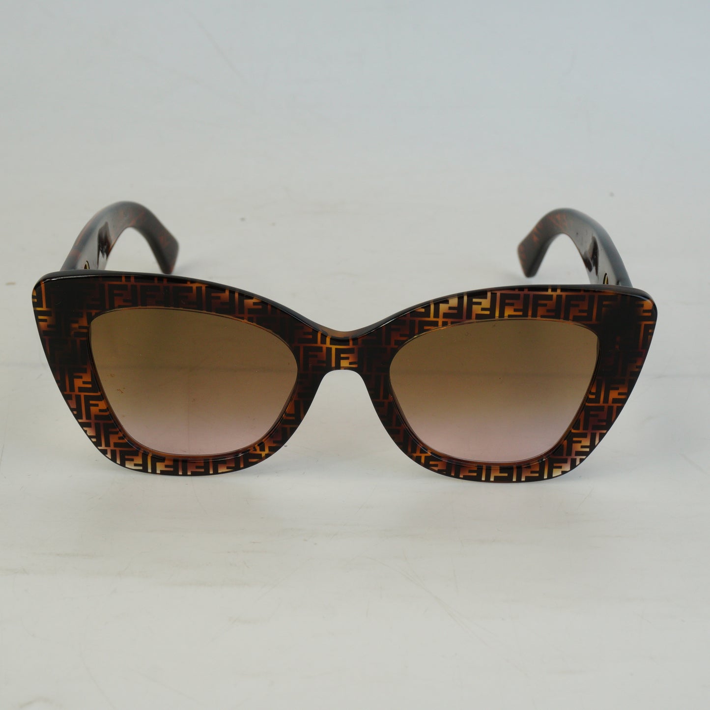 Fendi Brown Frame Zucca FF Logo Cat-eye Sunglasses