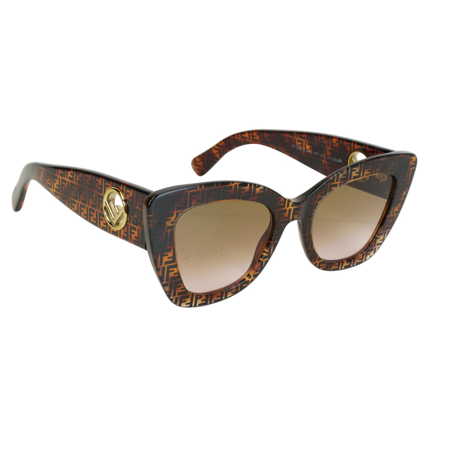 Fendi Brown Frame Zucca FF Logo Cat-eye Sunglasses
