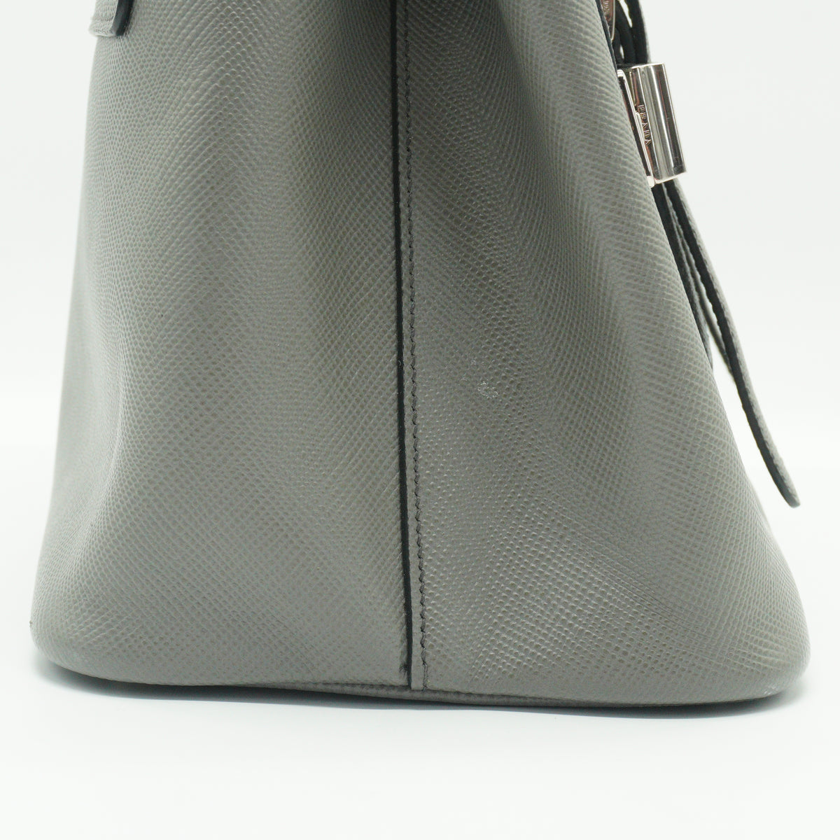 Prada	Saffiano Double Turn-Lock Satchel Grey medium SHW