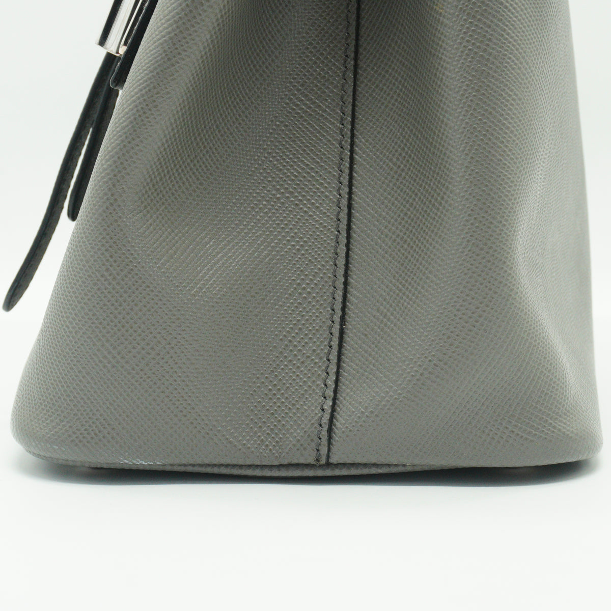 Prada	Saffiano Double Turn-Lock Satchel Grey medium SHW