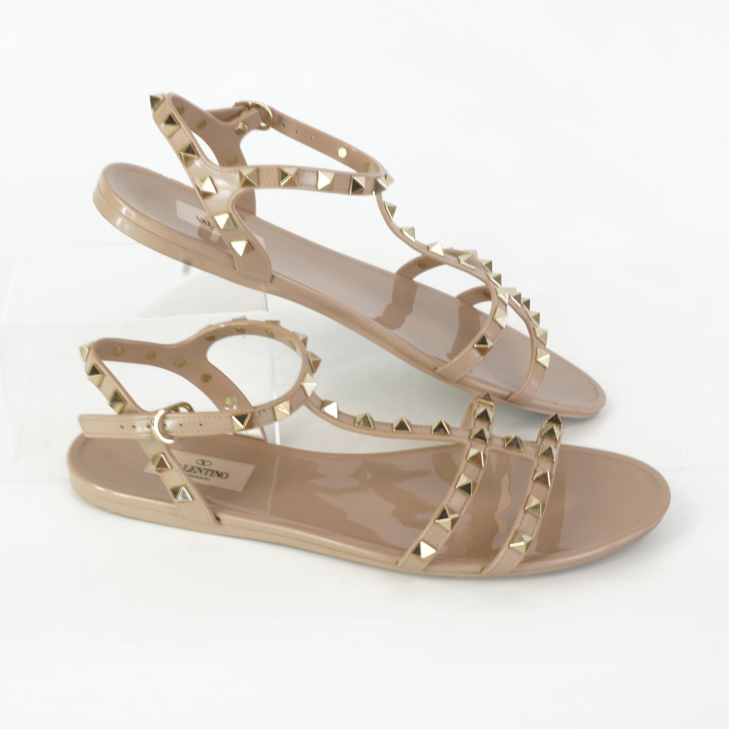 Valentino Rockstud Flats Beige