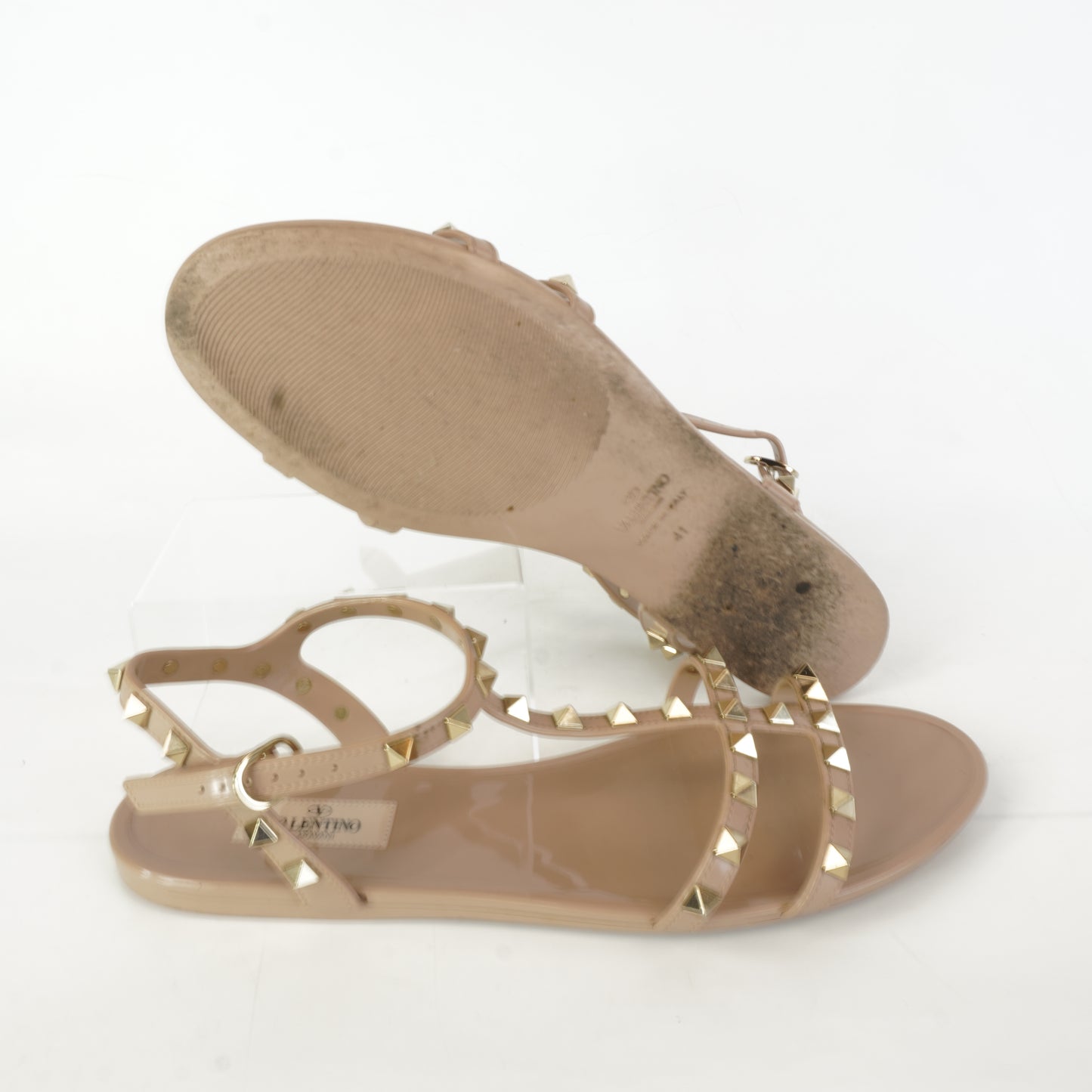 Valentino Rockstud Flats Beige
