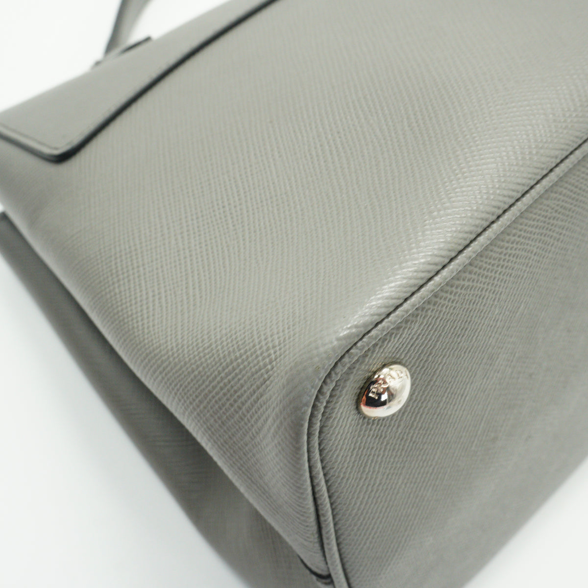 Prada	Saffiano Double Turn-Lock Satchel Grey medium SHW