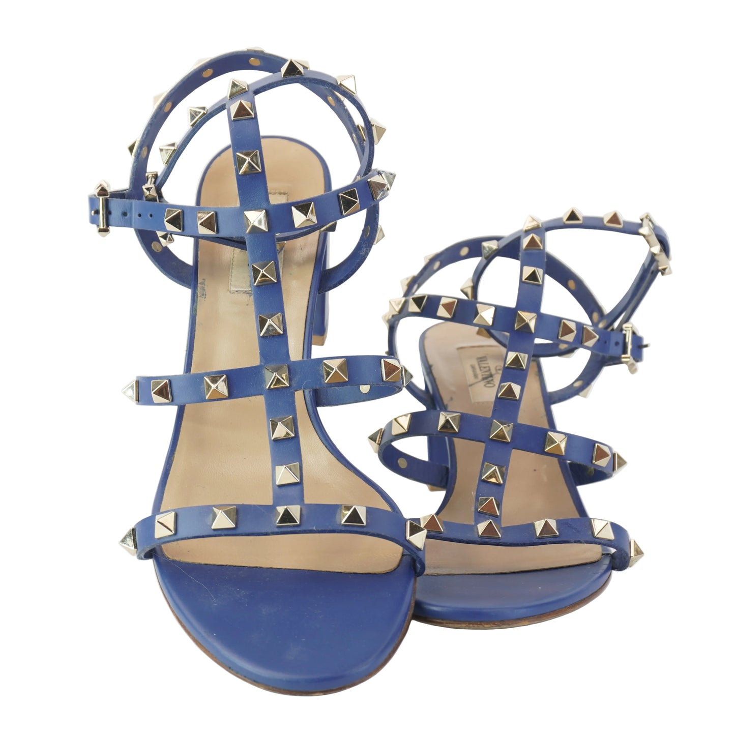 Valentino Garavani Rockstud Block Heel Sandal Blue size 40 1/2