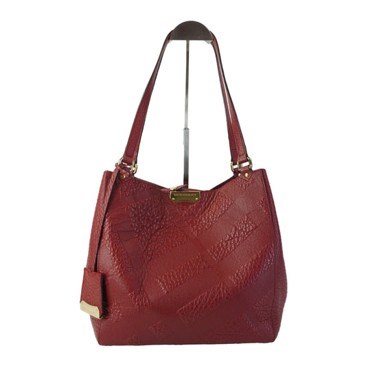 Burberry	Canterbury Small Tote Embossed Check Grain Leather
